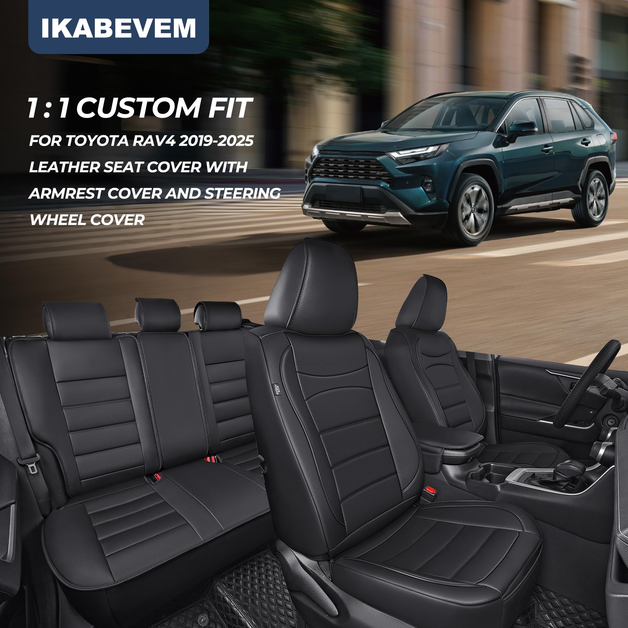 IKABEVEM RAV4 front-right seat cover protects against wear and spills.