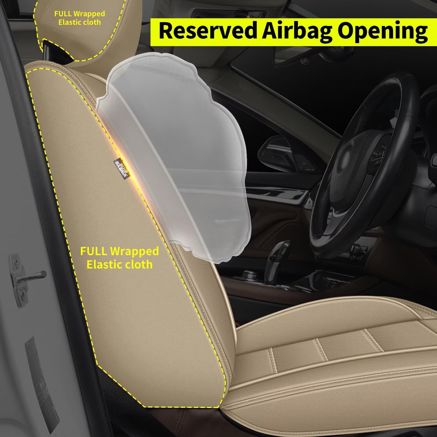 IKABEVEM Back pocket seat protector for Nissan Frontier beige keeps items handy