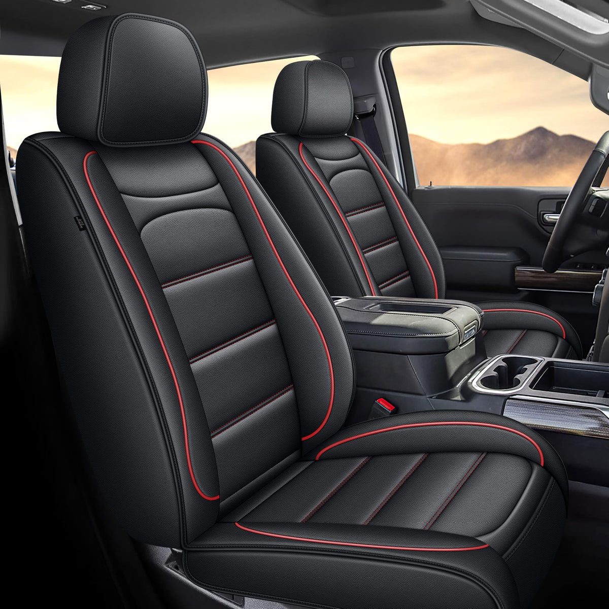IKABEVEM seat covers full set fitted on a Chevy Silverado for full protection