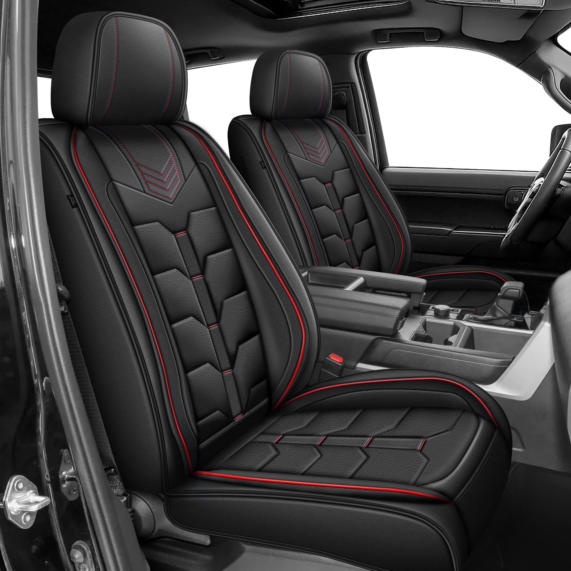 IKABEVEM Toyota Tundra front seat cover with redline finish protects seats