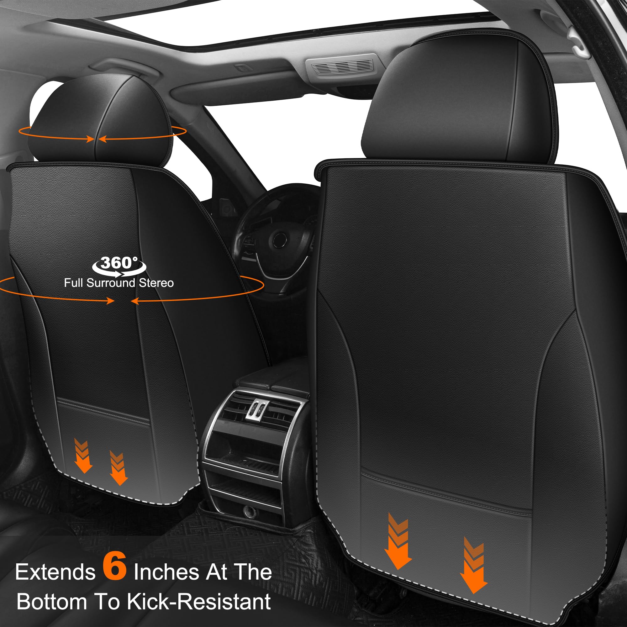 IKABEVEM waterproof faux leather seat cover for easy wipe-clean maintenance.