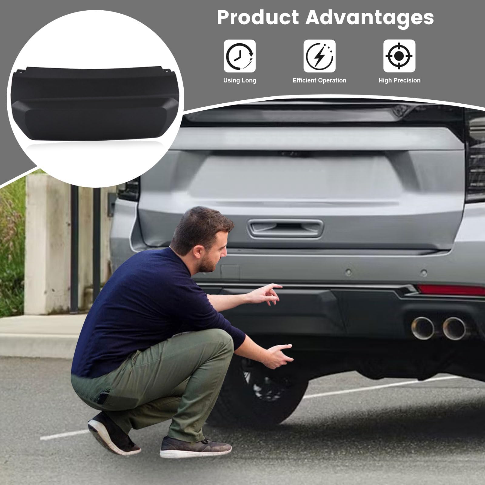 iKer rear bumper hitch cover completes the vehicle’s rear aesthetic