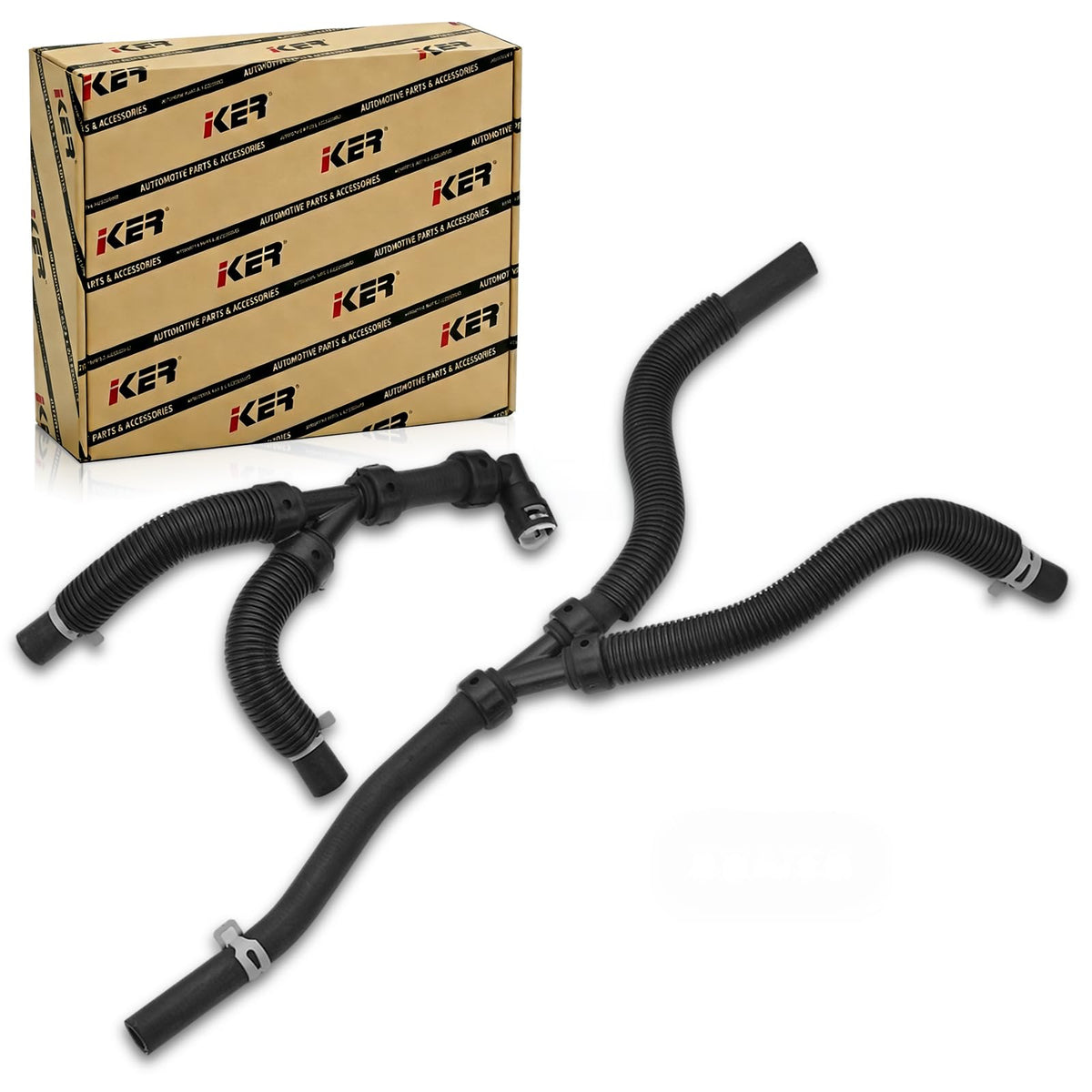 Iker HVAC heater hose front view shows sturdy rubber construction for Town and Country.