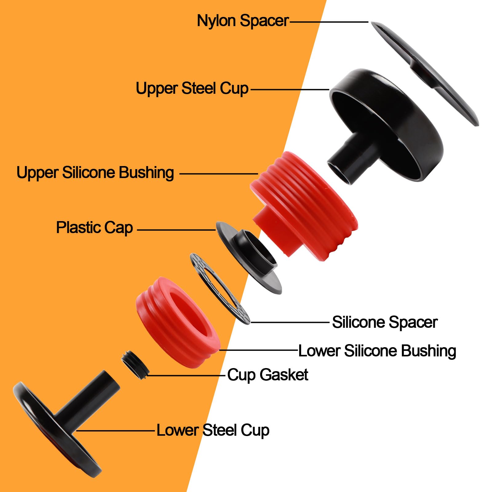 iKer red cab mount bushings improve ride quality while preserving factory feel.