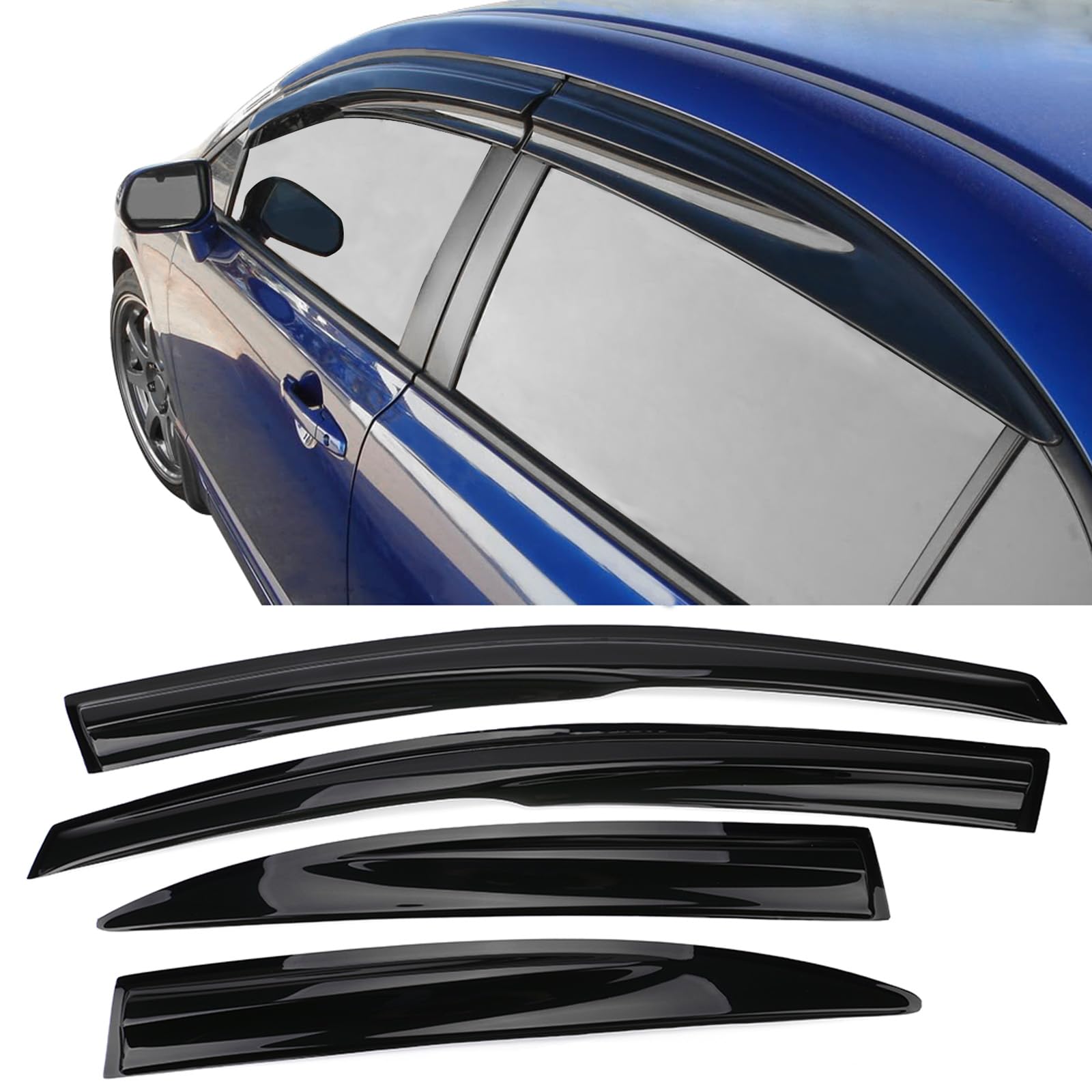 IKON MOTORSPORTS tape-on visor side view in smoke tint enhances airflow and styling