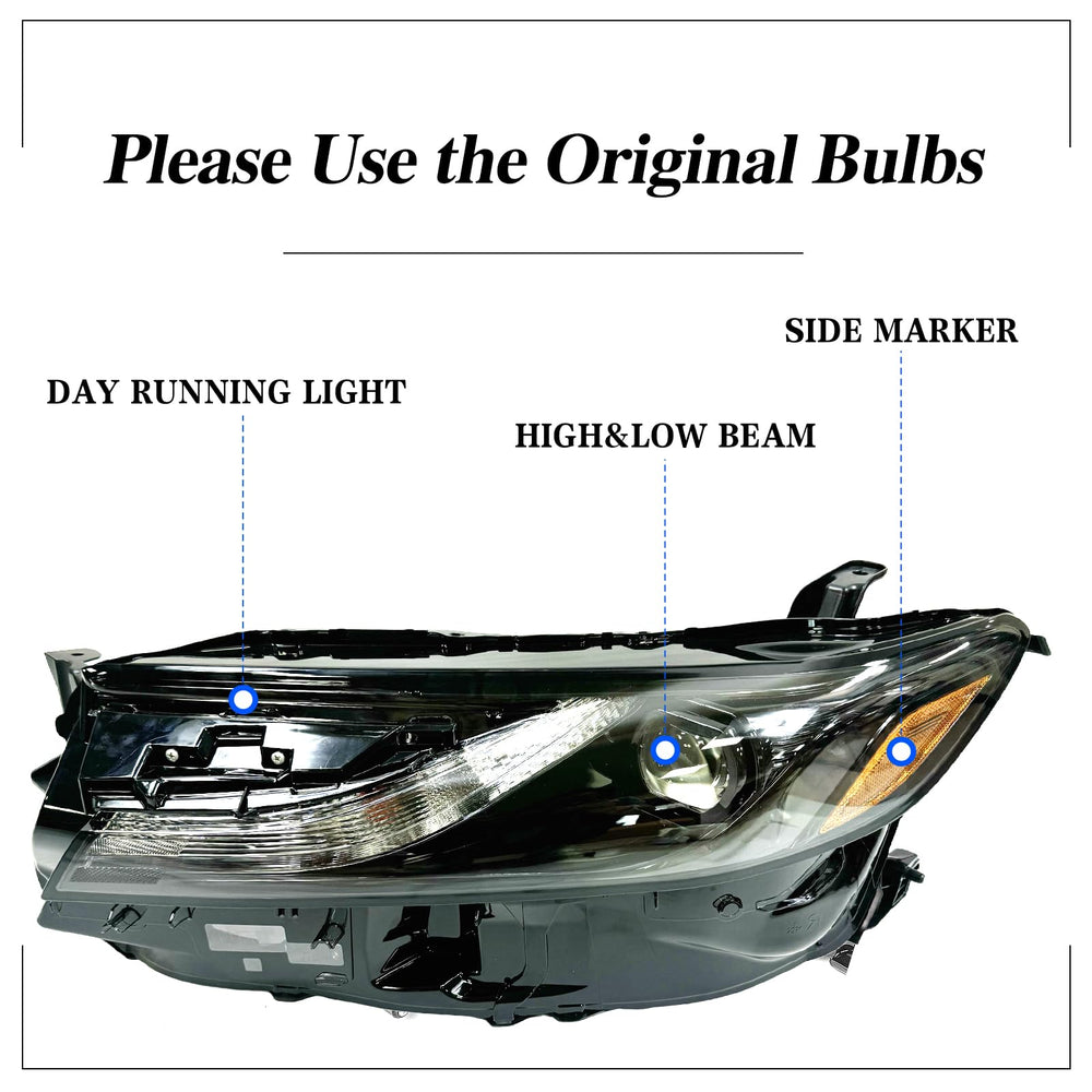 ILAMP Camry left headlight durable ABS housing and UV protection.