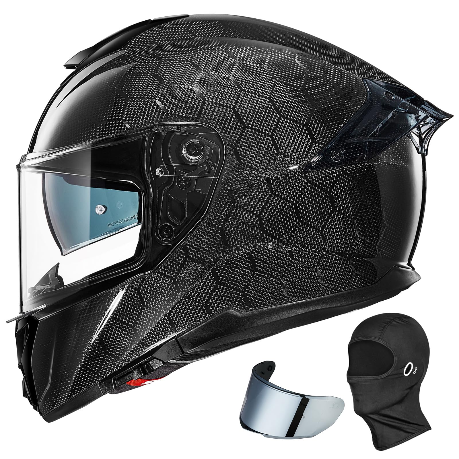 ILM 861C snake-effect carbon fiber helmet front view for lightweight protection