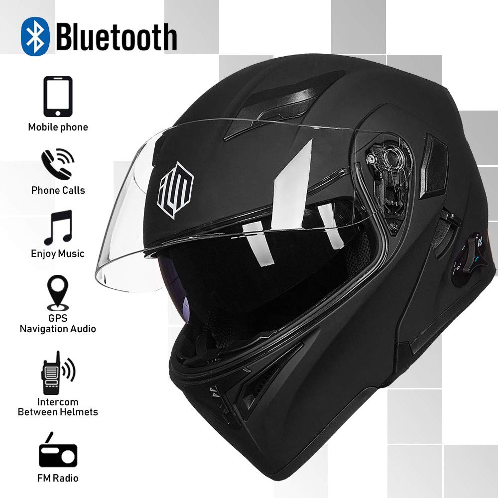 ILM 902BT dual visor closed; clear visibility in changing light