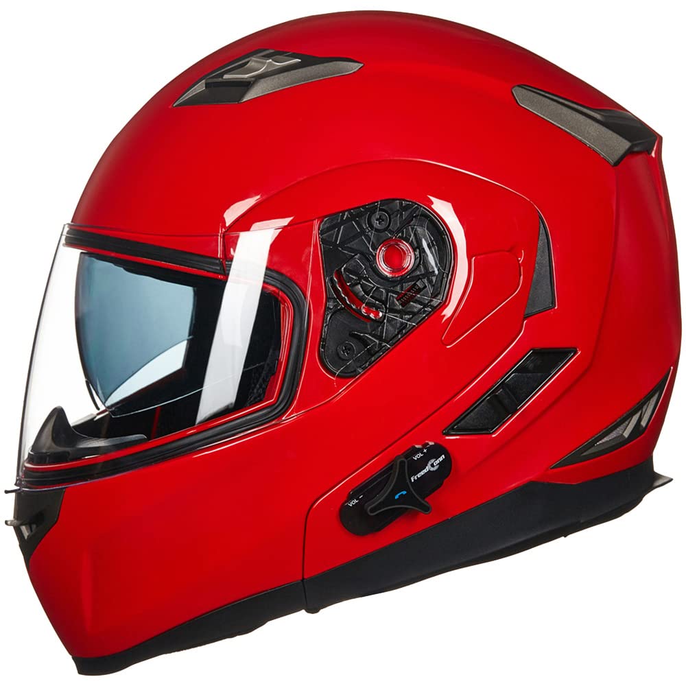 ILM 953PRO flip-up full-face helmet, front view showcasing secure fit on the road