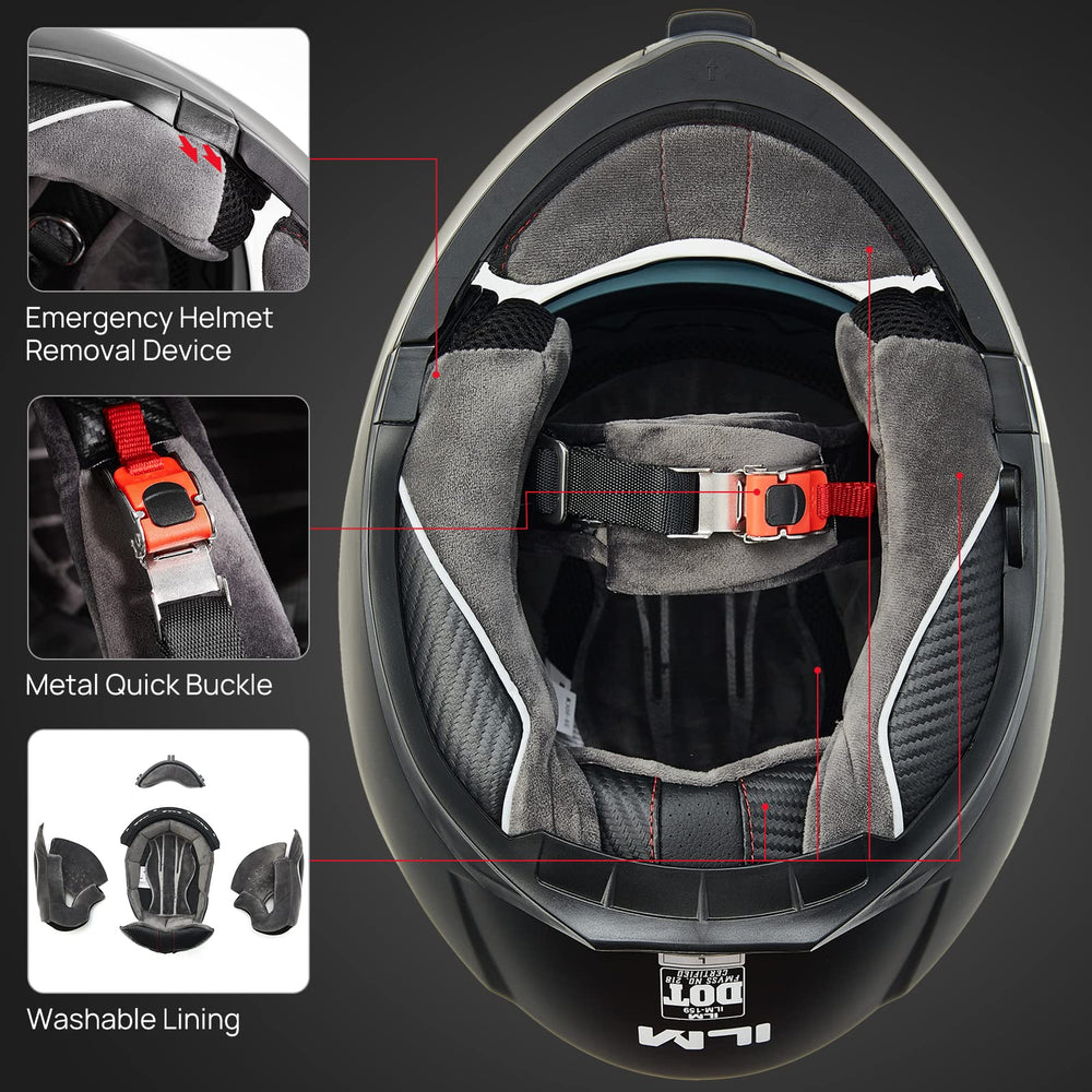 ILM helmet dual-visors provide adaptable visibility for changing light.