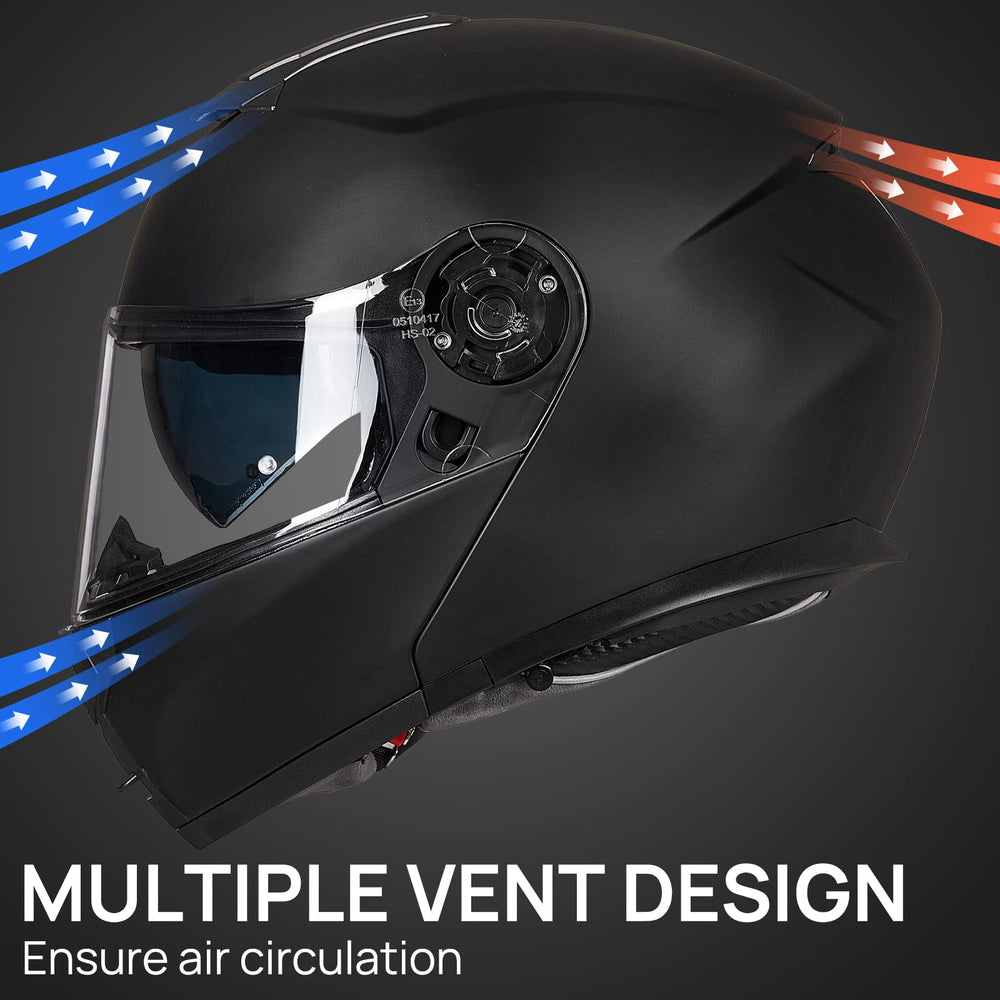 ILM helmet with inner sun visor provides glare protection with a simple switch.