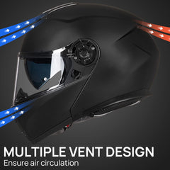 ILM helmet with inner sun visor provides glare protection with a simple switch.