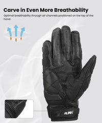 ILM GRC01 gloves featuring doubled leather reinforcements for abrasion resistance