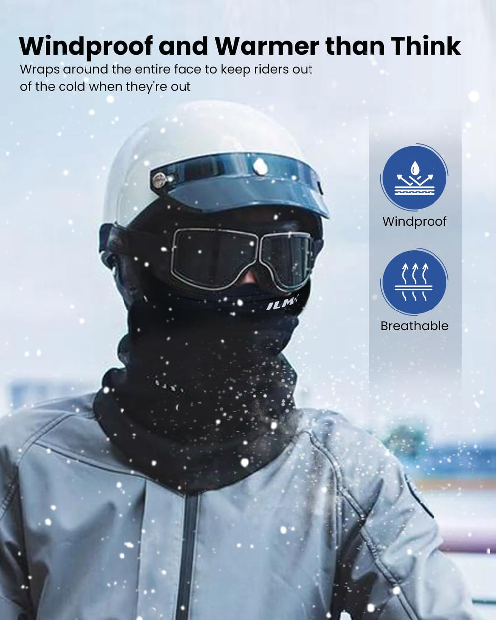ILM fleece interior traps warmth and shields against wind.