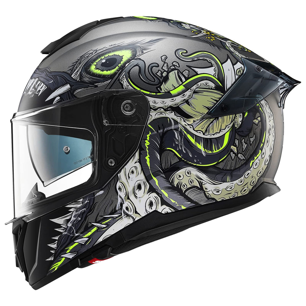ILM full-face dual-visor helmet front view for secure street riding.