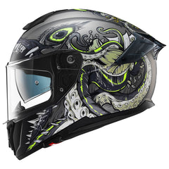 ILM full-face dual-visor helmet front view for secure street riding.