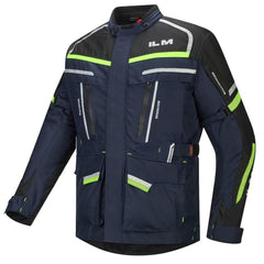 ILM JRL3 blue men's street jacket front view highlighting rugged waterproof exterior.