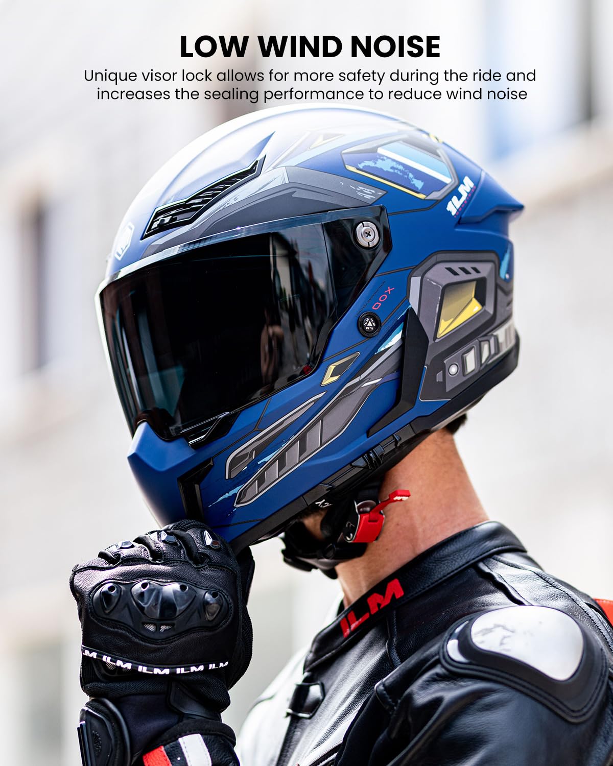ILM MF509 Cyborg Blue dual visor demonstrates versatile visibility for day and night riding