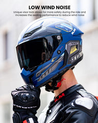 ILM MF509 Cyborg Blue dual visor demonstrates versatile visibility for day and night riding
