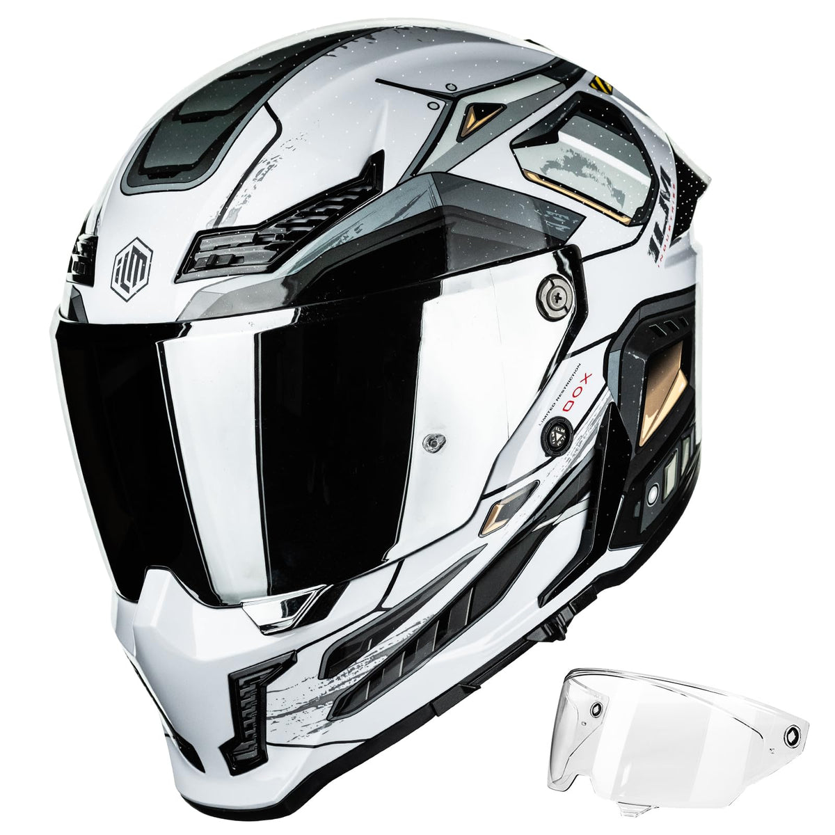 ILM MF509 Cyborg Gray full-face helmet for secure street riding with a sleek shell