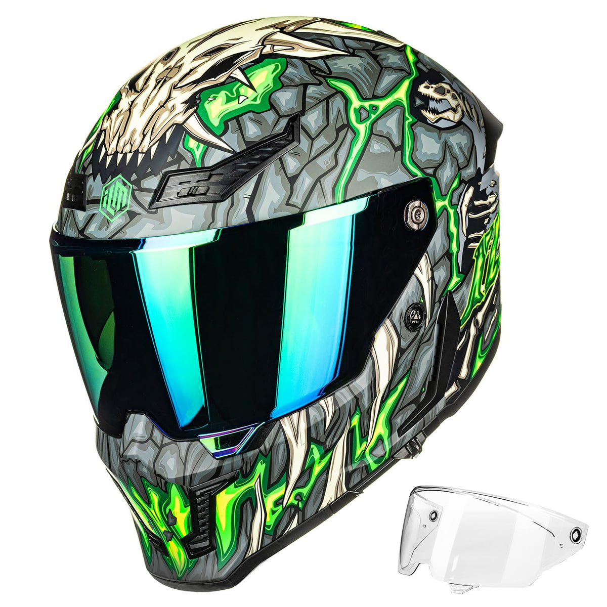 ILM MF509 Day1 Green full-face helmet for daily rides with protective shell