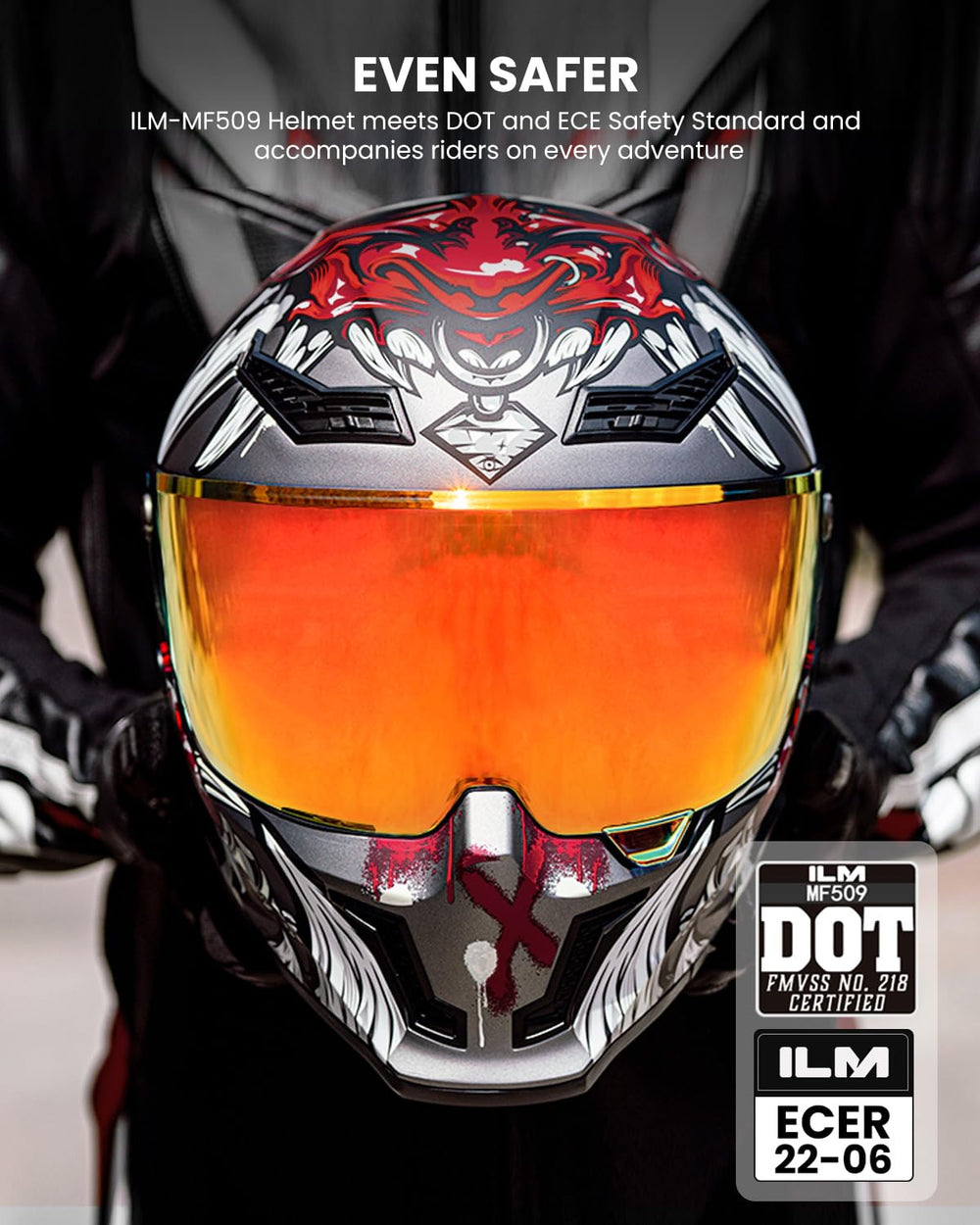 ILM MF509 dual-visor outer visor offering clear visibility and wind protection.