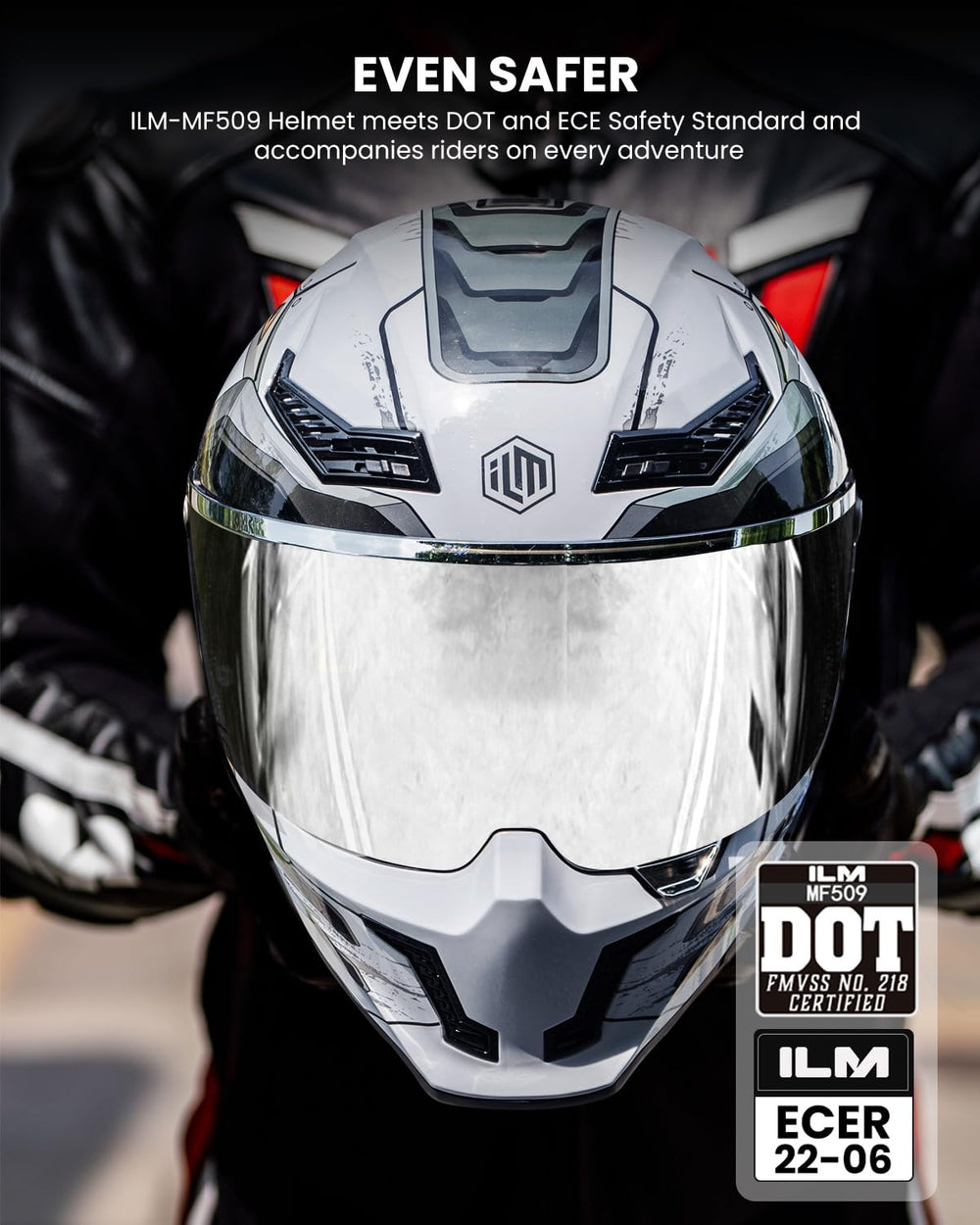 ILM MF509 dual visor system demonstrating outer visor and inner shield for adaptable lighting