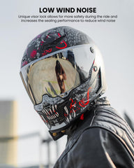 ILM MF509 Mythology Red dual visor aids glare control and UV protection.