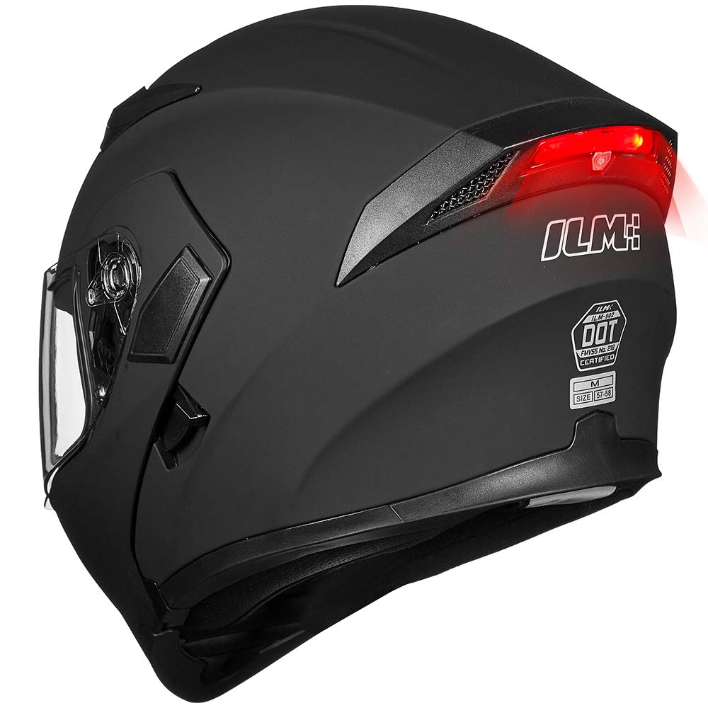 ILM motorcycle dual visor helmet matte black front view highlighting a comfortable secure fit for daily commuting
