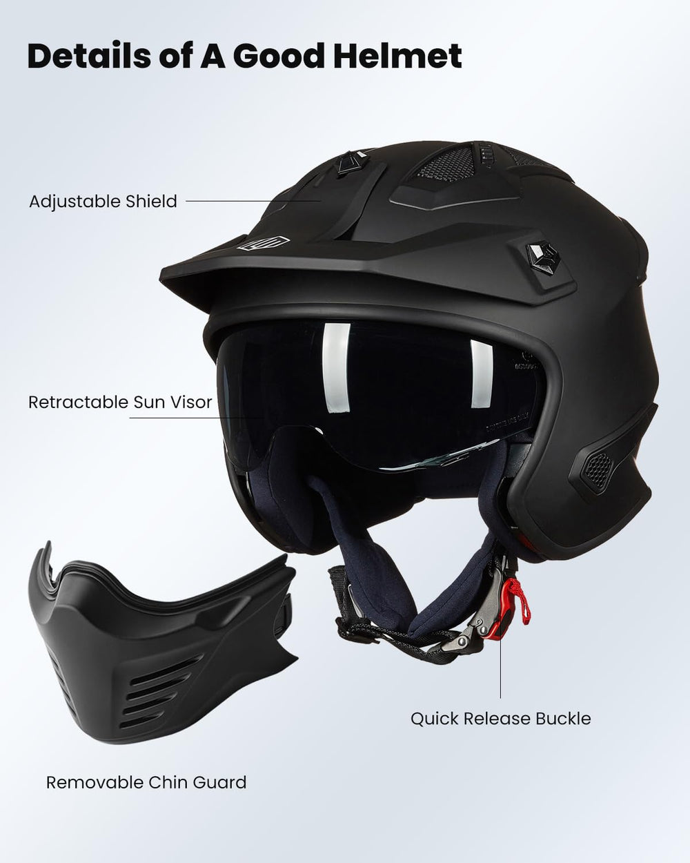 ILM 726X with sun shield for glare protection on sunny rides.