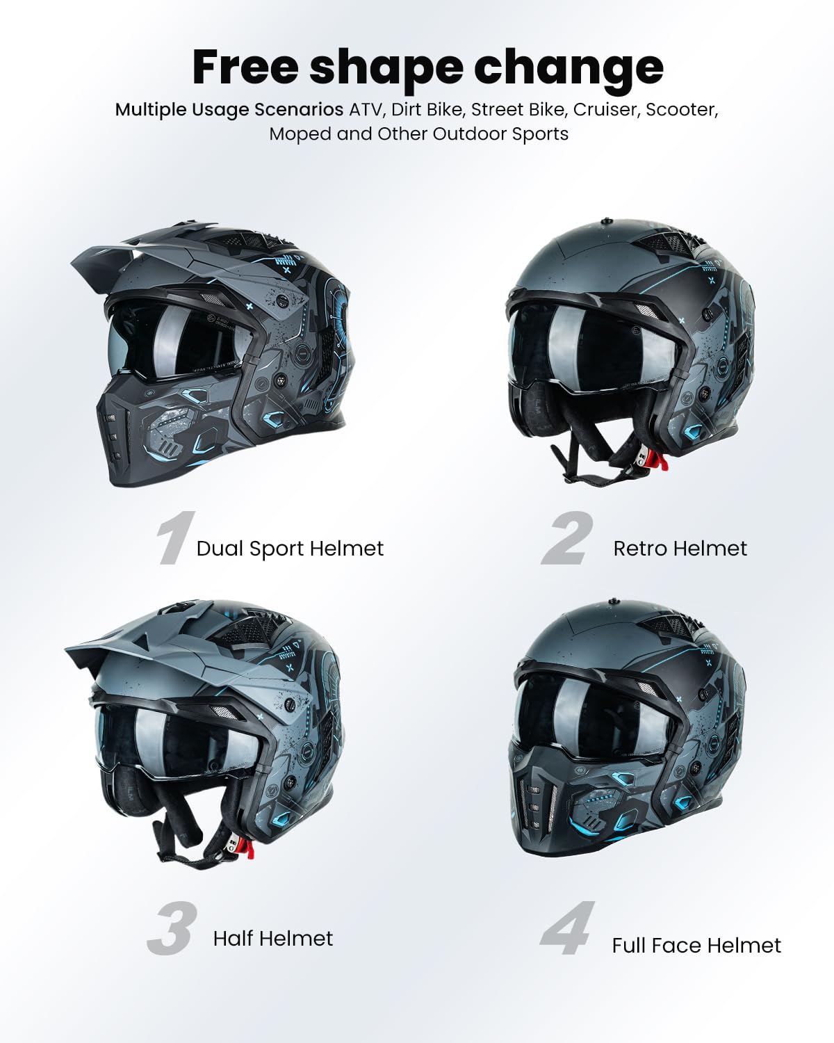 ILM open-face helmet camera mount capability supports action filming during rides.