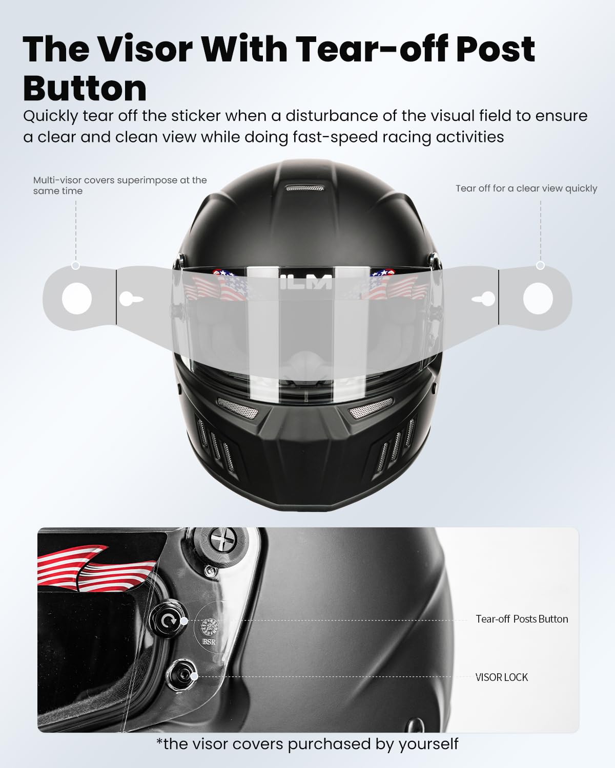 ILM Snell SA2025 chin strap area with secure D-ring hardware
