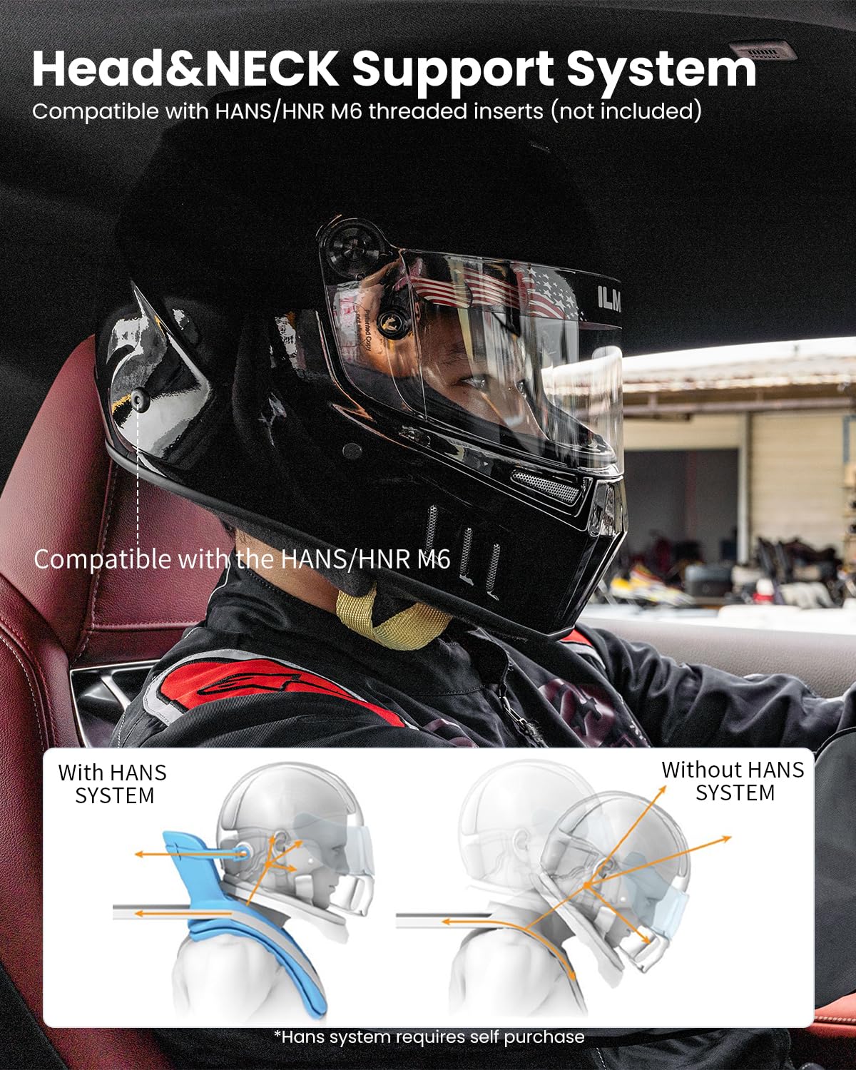 ILM Snell SA2025 interior EPS padding for comfort and impact absorption