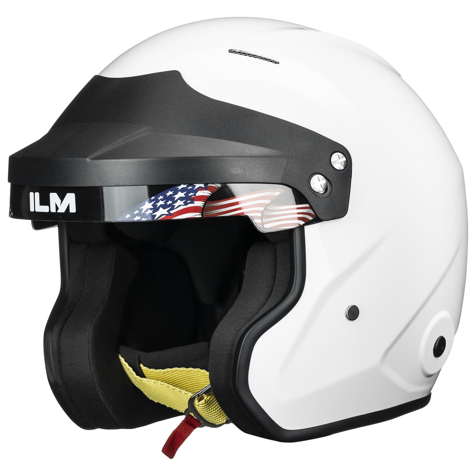 ILM Snell SA2025 open-face helmet front view showing lightweight fiberglass shell.