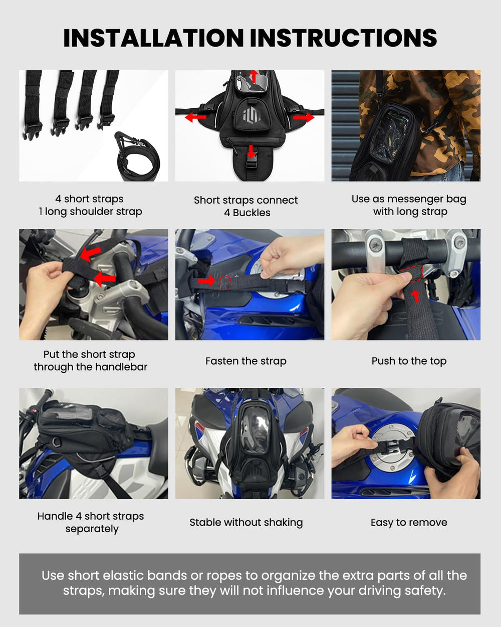 ILM strap-buckle system provides strong anchor on bikes.