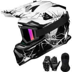 ILM WS901 helmet front view with tinted goggles for clear off-road vision