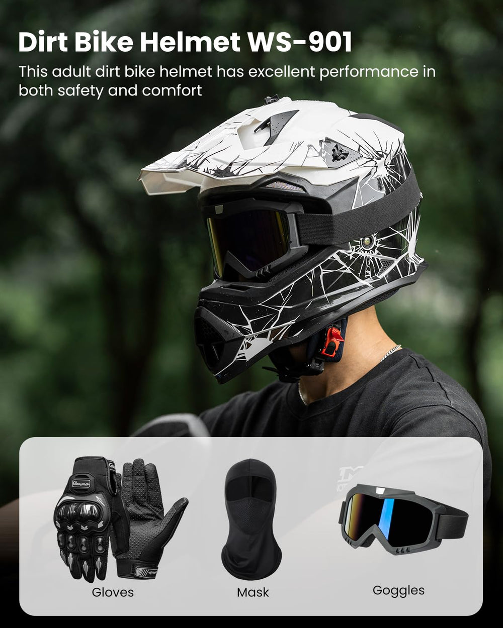 ILM WS901 helmet side view showing adjustable sun visor for glare control