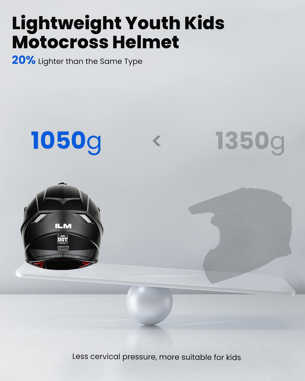 ILM youth helmet with DOT and ECE badges signals dual certifications.