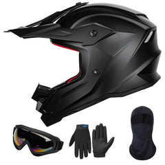 ILM Youth ATV Helmet front view in matte black offering full coverage