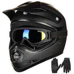 ILM Youth ATV helmet matte black with a secure off-road fit