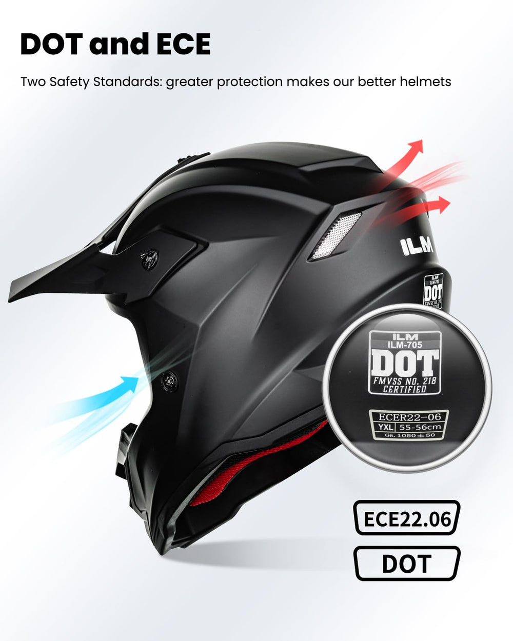 ILM Youth ATV Helmet side view with visor highlighting its streamlined profile