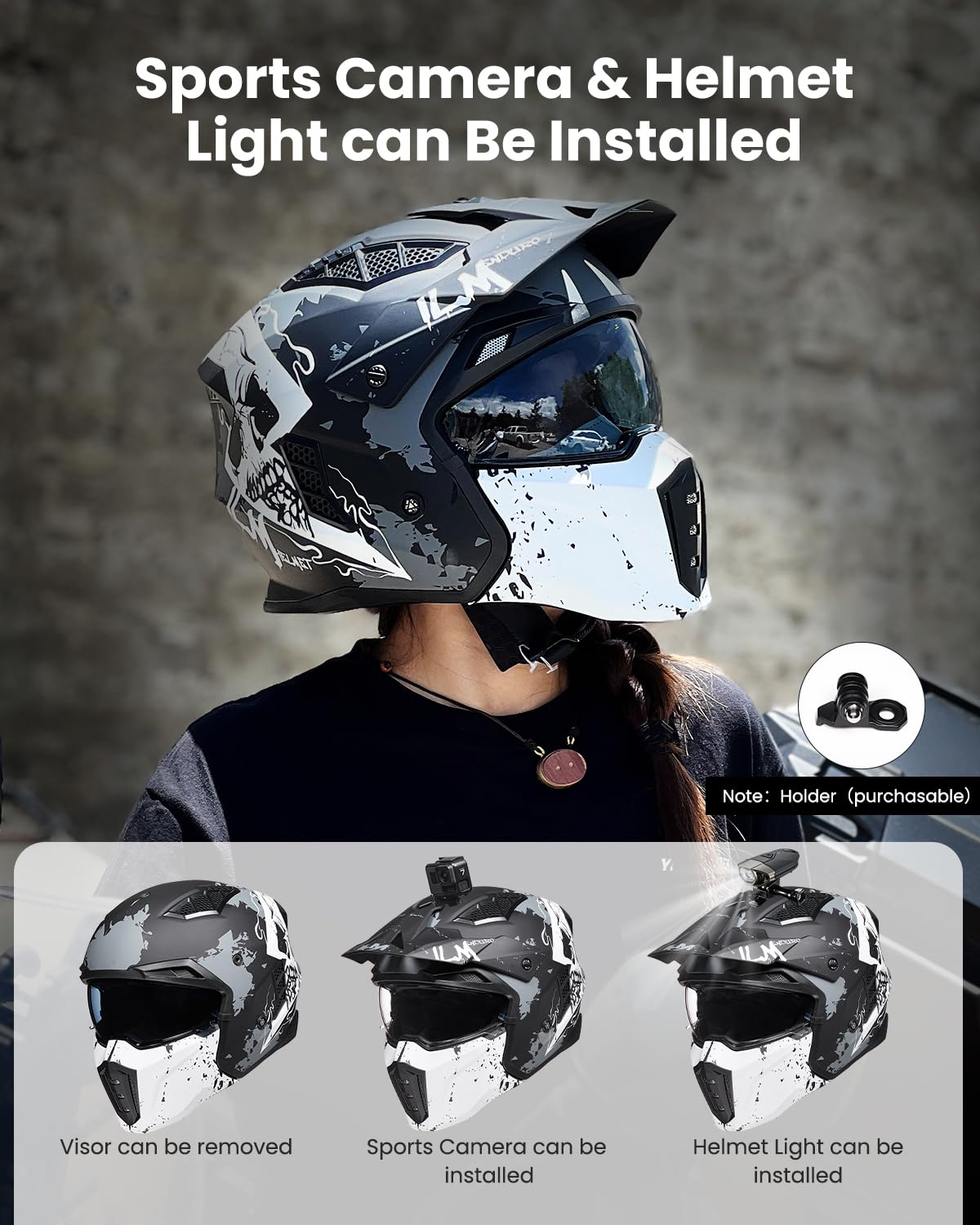 ILM Z302 camera mount supports action cameras during rides.