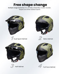 ILM Z302 army green front view with detachable brim and camera mount