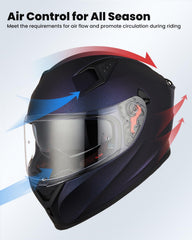 ILM Z501 chameleon purple helmet, top view highlighting streamlined silhouette.