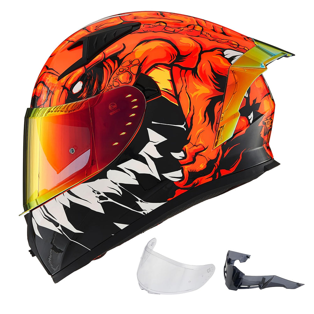 ILM Z501 lizard red front view helmet for street riding comfort and safety.