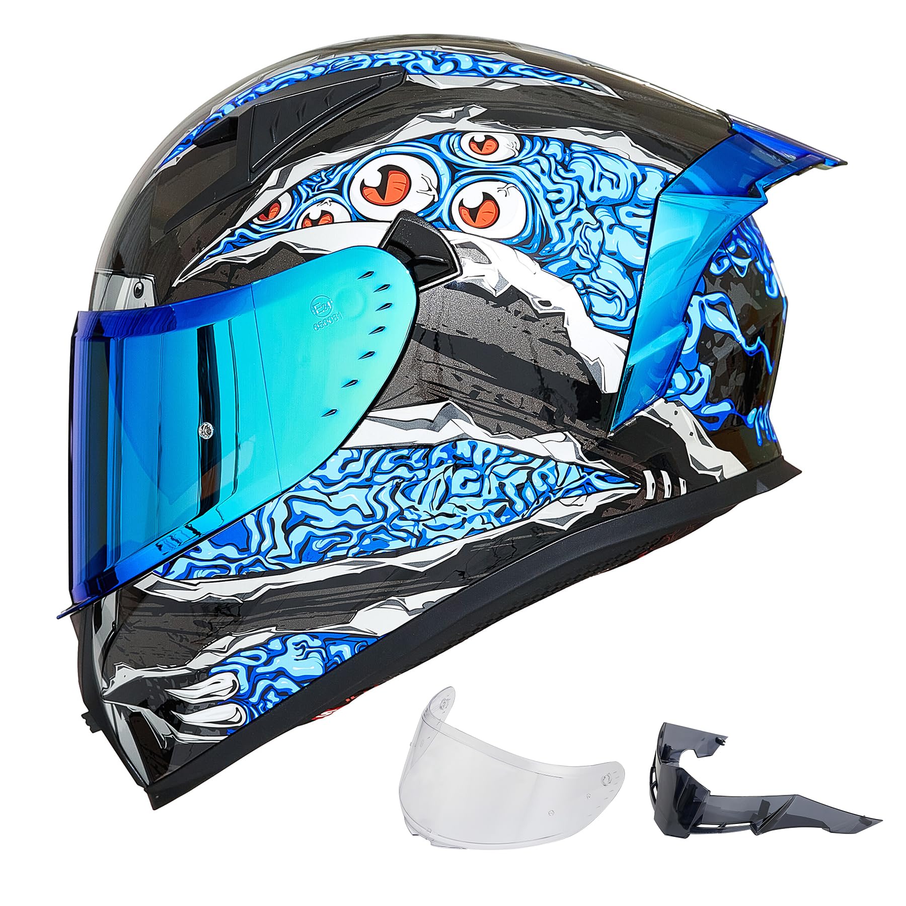 ILM Z501 manta blue helmet front view for street riding comfort and protection