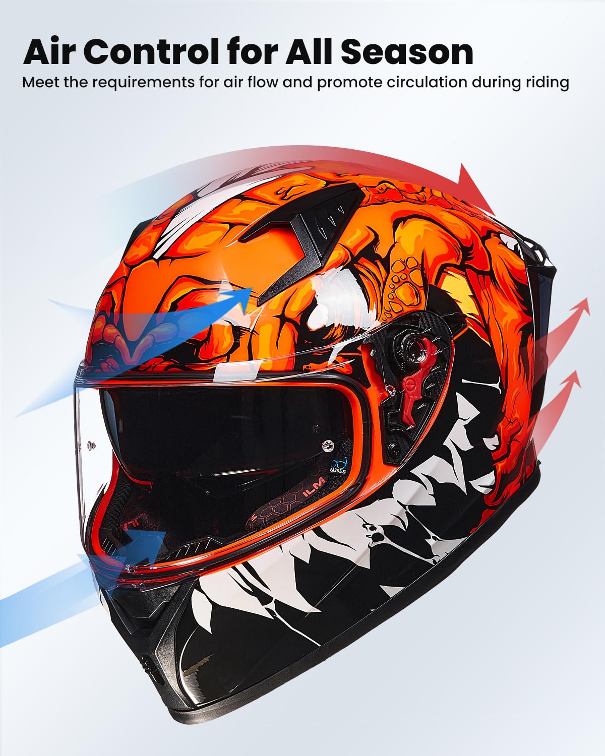 ILM Z501 pinlock-compatible visor enhances fog resistance for clearer rides.