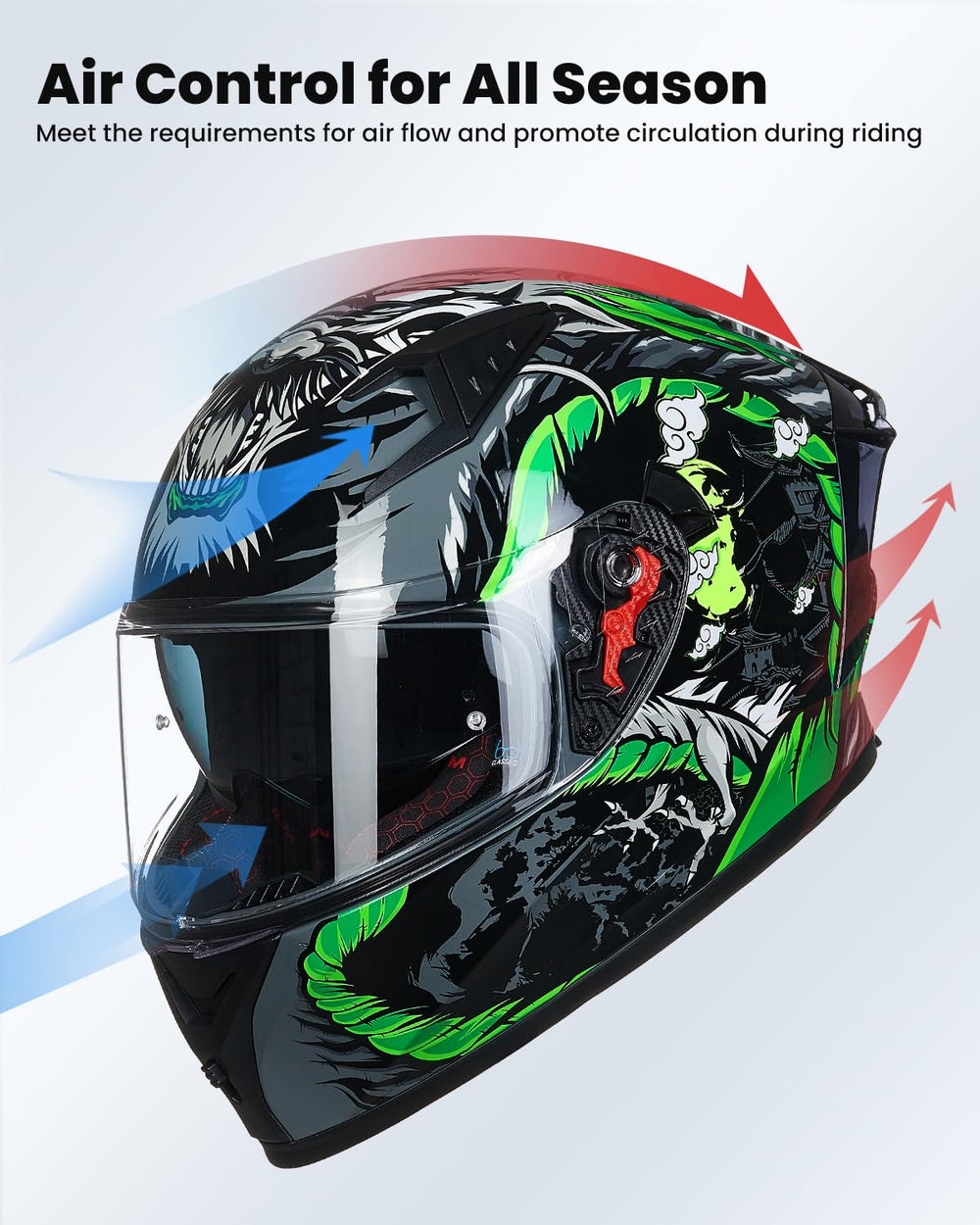 ILM Z501 visor lock system keeps visor secure during fast rides.