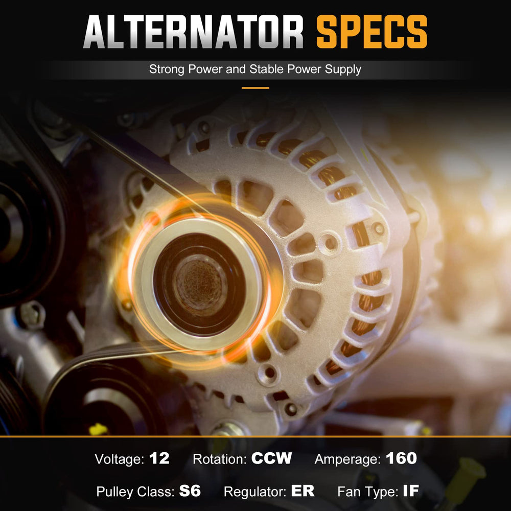 Ilonpa 160AMP alternator side view supports reliable charging under heavy loads