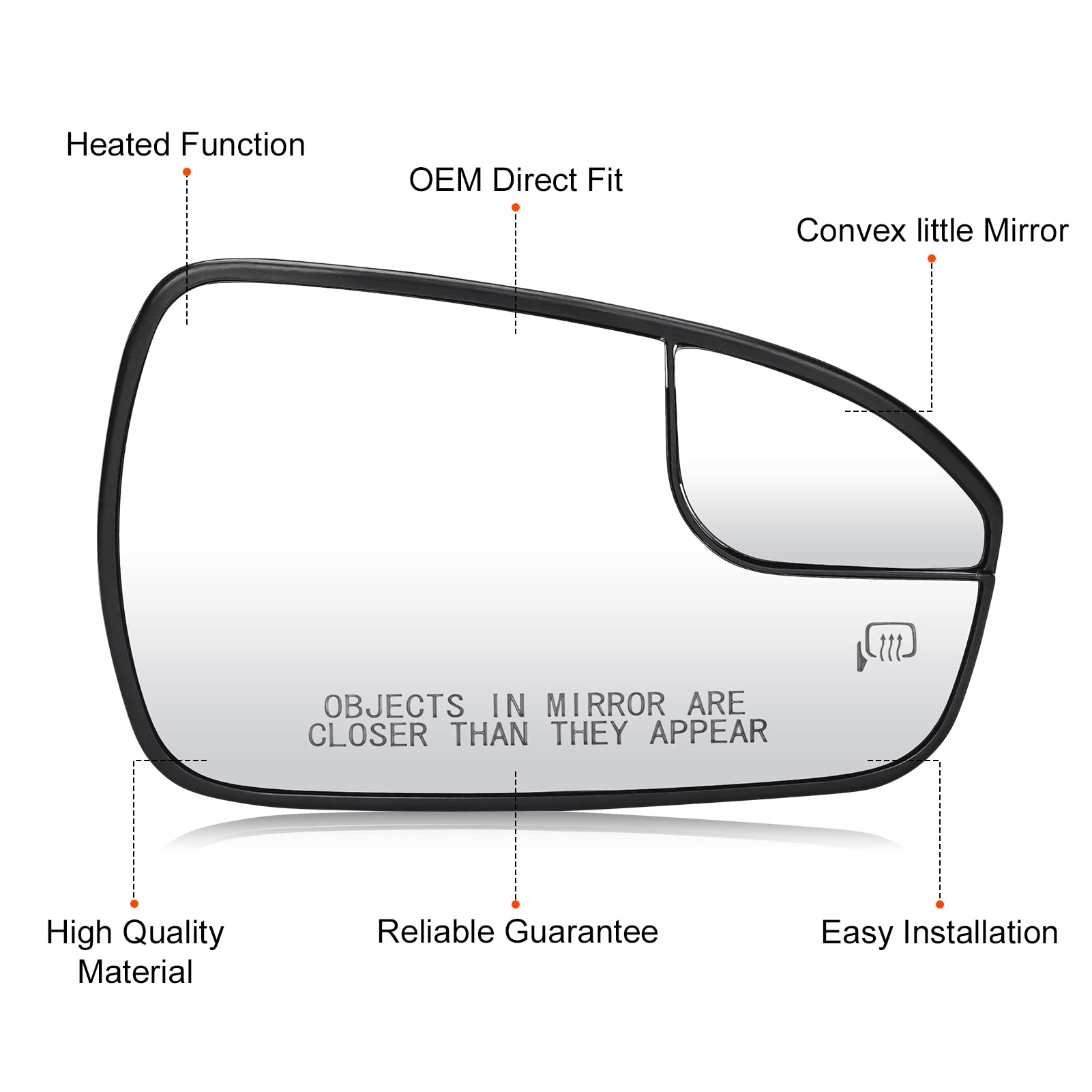 ILONPA DS7Z17K707B part-number verified mirror glass for correct fit.